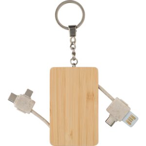Ladekabel und Schlüsselanhänger aus Bambus für Ihr Marketing